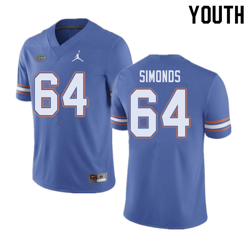 Jordan Brand Youth #64 Riley Simonds Florida Gators College Football Jerseys Sale-Blue - Click Image to Close